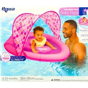 Aqua Splash And Play Adjustable Seat Baby Float with Retractable Canopy- mermaid